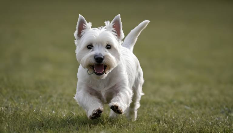 Generic Dog West Highland Terrier running in a field.